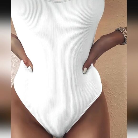 Asymmetrical One Shoulder Strap Cut Out Front Tummy Control High Cut One Piece - Picture 3 of 5